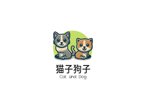 猫子狗子彩色Logo标志设计