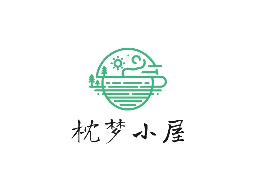 枕梦小屋店铺logo设计