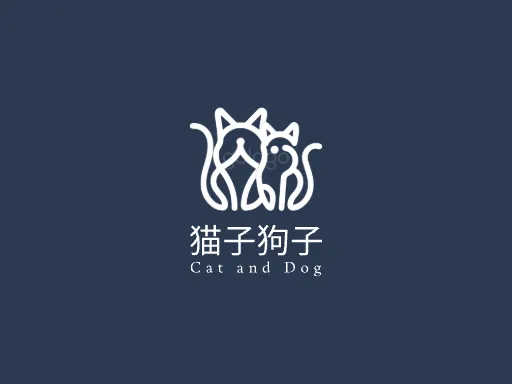 猫子狗子Logo标志设计