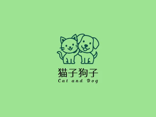 猫子狗子Logo标志设计